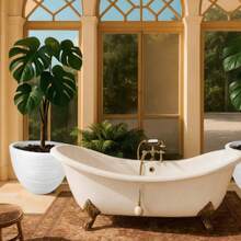 Macetas Decorativas para Interior y Exterior |  1 Macetas Grandes de Plástico con Capacidad para 45 Litros | Modelo Kun 1 Piezas. - Marrón Chocolate - Ver 6