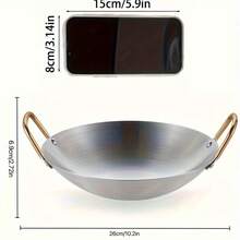 1pc Double-Ear Stainless Steel Thickened Pot, Frying Pan, Small Hot Pot, Alcohol Stove Hot Pot Plate, Round Bottom Pot, Suitable For Home Kitchen Restaurant,Ware, Cooking Tools. - Many - View 8