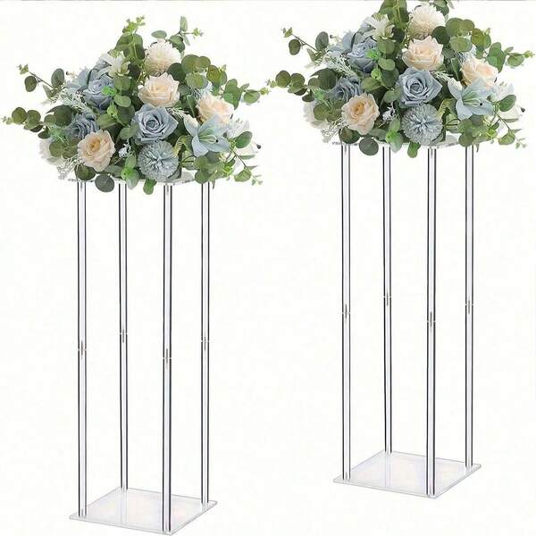 1pc Acrylic Clear Column Flower Vase Stand, Wedding Geometric Centerpieces Floor Flower Stand For Tabletop, Home Party, Display Rack For Weddings Party Decoration, Winter Xmas Home Decor Room Decor Glass Vase