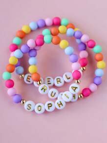 1 pieza Pulsera personalizada de nombre, letra, texto multicolor, regalo de fiesta de cumpleaños de color vibrante, obsequio de vuelta al colegio, pulsera para adolescentes, multiusos, ornamentales, letter, elegante, moderno, acogedor, lindo, adorable, casual, personalizado, personalizada, única, personalizados, regalos ideales para él, Regalos ideales