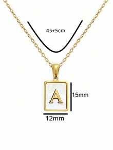 1pc Personalized Initial Necklace Stainless Steel Non Tarnish Women Letter Necklace - Yellow Gold - View 2