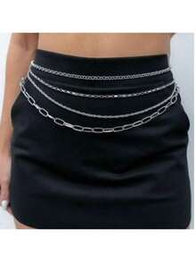 4 Chains Belt Elegant Sexy Cute Casual Party - Bạc - Xem 1