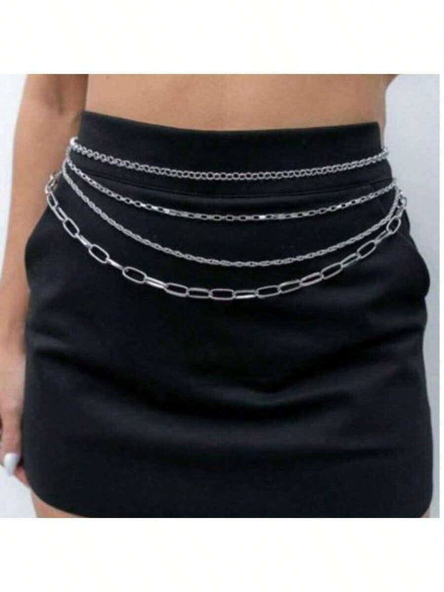 4 Chains Belt Elegant Sexy Cute Casual Party - Bạc - Xem 1