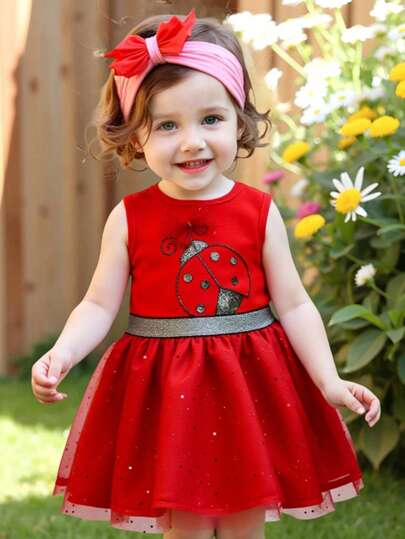 Vestido para Niña estampado con tul de glitter Catarina