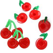 1pc Cherry/Strawberry Inflatable Cup Holder, PVC Inflatable Cup Coaster, Cup Mat, Floating Drink Holder For Pool Party, Swimming, Home Decor, Photography Props - Multicolor - View 6