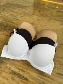 Kit 2 Sutiã Liso Basico Alça Removível Reforçado Com Bojo e Com Aro Lingerie Moda Intima na Promoção - Multicolorido - Visão 3