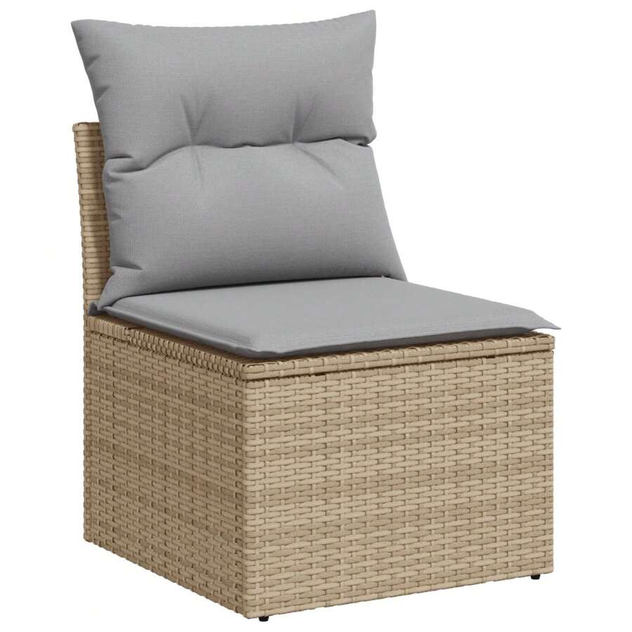 Set di divani da giardino a 10 pezzi con cuscini beige rattan sintetico acacia