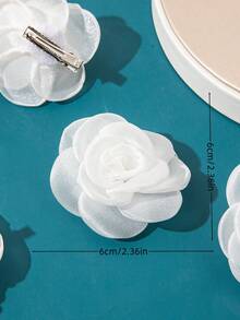 6pcs Lovely Rose Flower Hair Clips, Suitable For Daily Wear And Vacation Outfits - White - View 4