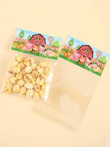 30/50 Peças Sacolas Adesivas com Animais de Fazenda, Sacolas de Plástico Celofane para Festas Temáticas de Fazenda, Decoração de Festa de Aniversário com Tema de Fazenda, Embalagem de Presente, Sacolas de Fechamento - Multicolorido - Visão 5