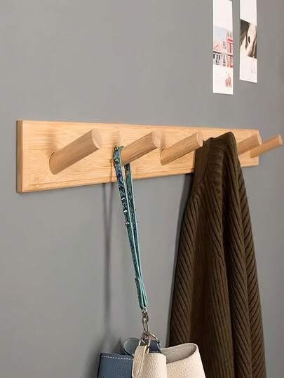 Handmade Bamboo Wall Mounted Hook Rack, Bamboo Coat & Towel Hanging Hooks For Bathroom