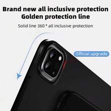 平板电脑保护壳适用于 iPad 10、iPad Pro 11 英寸 2020/2021/2022、iPad 7/8/9 10.2 英寸、iPad Air 11 英寸 (M2) 2024,超薄轻巧智能保护套,带自动睡眠/唤醒功能、三折支架、蜂巢式通风 (黑色) - 黑色 - 查看 10