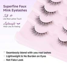 Natural Cat Eye Lashes False Eyelashes Natural 12mm Wispy Eyelashes With Thin Band 3D Volume False Lashes Soft Eye Lashes Pack C Curl Natural Eyelashes Fake Lashes 7 Pair - Short - View 11
