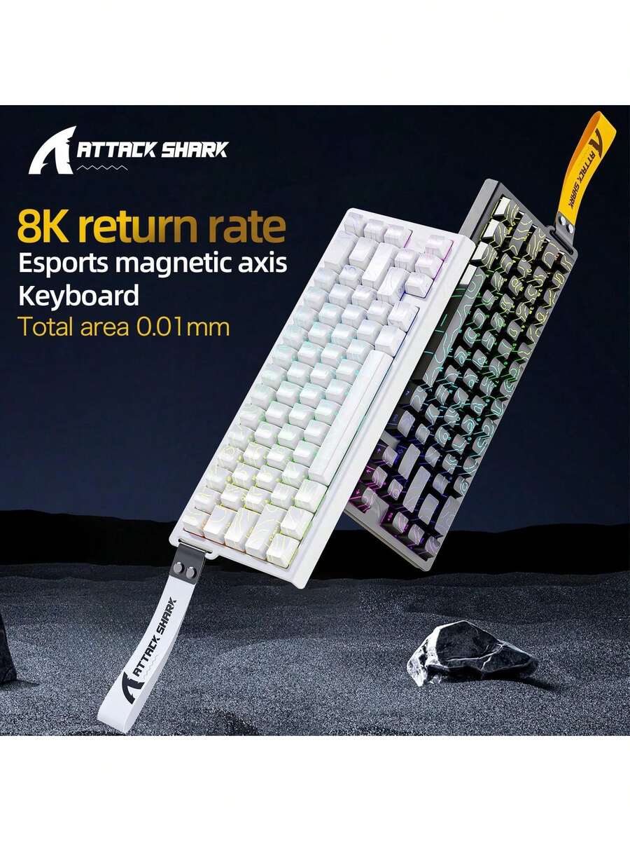 ATTACK SHARK X68HE 游戏机械键盘磁力开关 0.01mm 快速触发 8000Hz SOCD/Rs 0.125ms 适用于专业游戏 - 彩色 - 查看 1