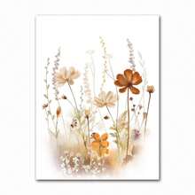 1 pieza Cartel de lienzo con impresión de acuarela de flores y hojas botánicas, para decoración de pared en sala de estar y el hogar, con opción de marco, decoración moderna - Multicolor - Ver 24