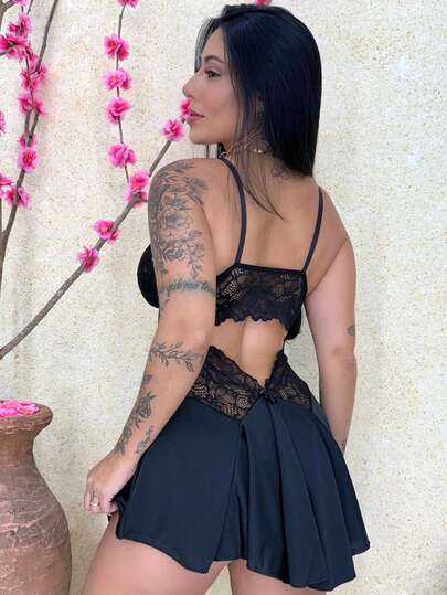 Camisola Feminina Sensual Sexy Com Renda Roupa De Dormir