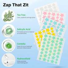 Pimple Patches Face, Hydrocolloid Acne Patches, Cute Zit Covers, Colorful Spot Stickers With Tea Tree, Salicylic & Cica Oil| 3 Sizes (10mm, 12mm & 14mm) |200 Count - 200 Count (Pack of 1) - 查看 10
