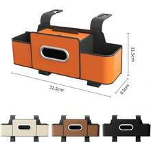 Organizador para asiento trasero del automóvil con portavasos, caja de pañuelos y ganchos de almacenamiento. Organizador multifuncional para el automóvil que sirve para sostener teléfonos, bocadillos, bebidas y bolsos. Compatible con la mayoría de los vehículos, en color negro. - Negro - Ver 2