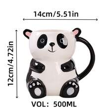 1 件可爱奶牛陶瓷杯，创意熊猫咖啡杯，手工制作大容量牛奶杯，动物主题果汁杯，生日、圣诞节、情人节礼物返校