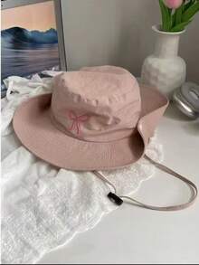 1pc New Bowknot Decor UV Protection Bucket Hat - Multicolor - View 8