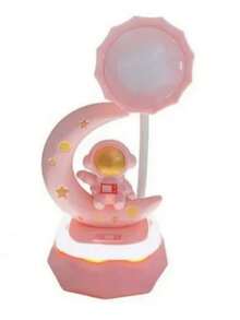 Lampara Luna Astronauta Nave Espacial 3D Recargable De Mesa. - Rosa - Ver 4