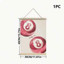 1 Pieza de impresión en lienzo de arte decorativo contemporáneo, póster moderno y simple de la bola de billar rosa de la suerte, arte de pared de chica linda y elegante, pieza de decoración de interiores para dormitorio, sala de estar, oficina en casa, comedor, dormitorio, apartamento, decoración minimalista de habitación
