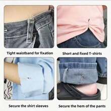 4pcs Invisible Waist Cincher Metal Clips - Adjustable, Fashion Accessory For Jeans And Apparel, U-Shape Scarf Clips To Prevent Wardrobe Malfunction, Easy To Use, Comfortable, Multipurpose - Shirt Sleeve Fastener, T-Shirt Hem Fixer, Non-Damaging, Reusable, Suitable For Casual, Commute, Date, Travel, School