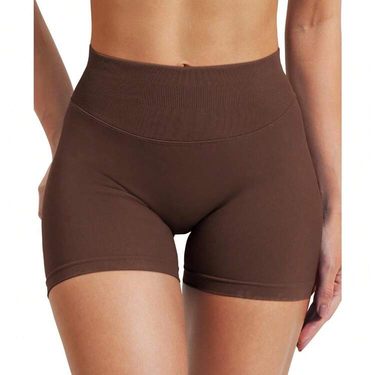 Women Workout Impact Shorts 3.6"/ 4.5"/ 6" Scrunch Butt Lifting Gym Seamless Booty Biker Shorts - 深棕色 - 查看 3