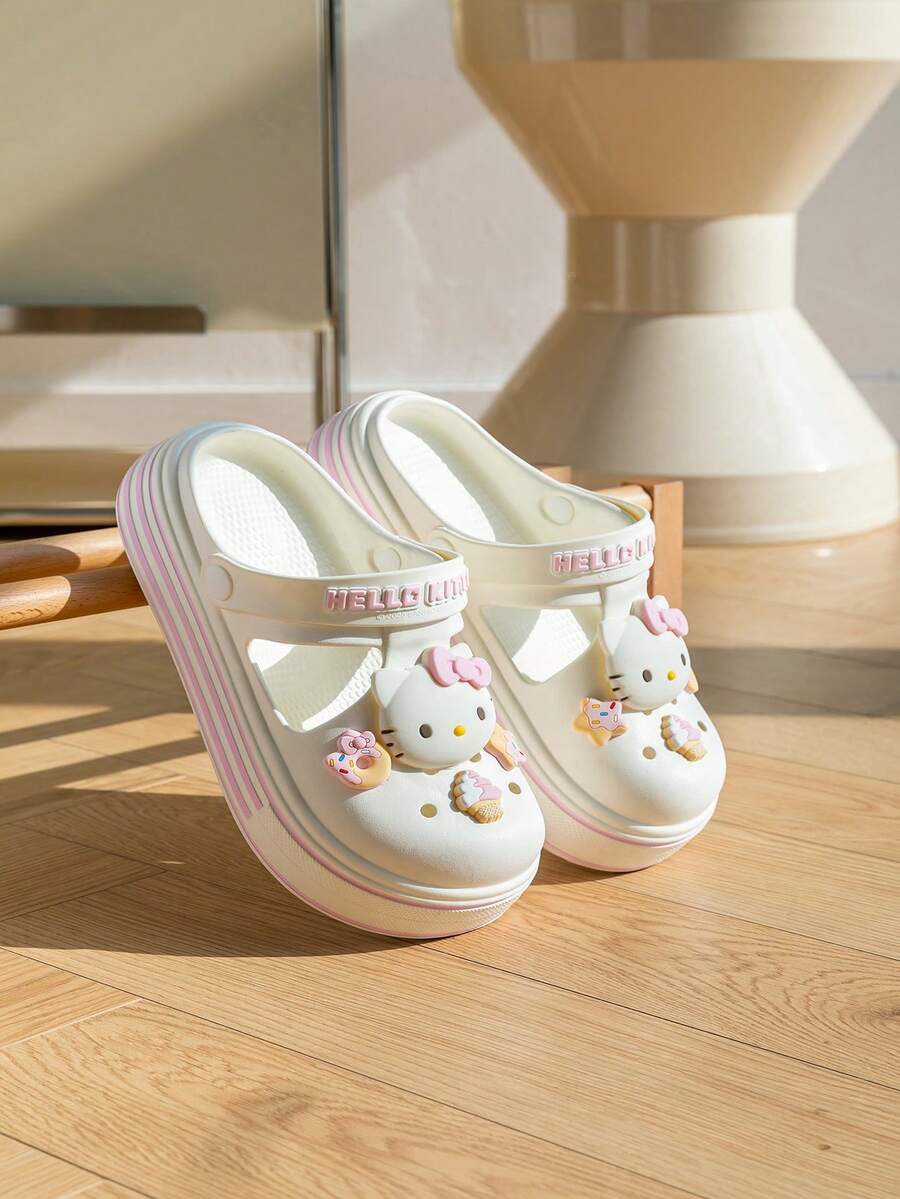 女士 Sanrio 人物镂空木屐风格 EVA 户外木屐：Kuromi、Jewelpet、Melody - 白色 - 查看 1