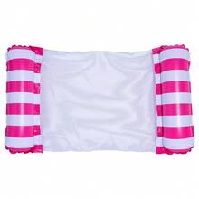 1 pieza de Tumbona inflable para piscina - Cama flotante plegable con rayas, de material de PVC duradero, colores surtidos (rosa, azul y rayas blancas), perfecta para fiestas en la piscina, accesorios de playa y relajación - Multicolor - Ver 16