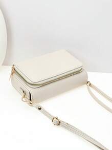 MINGYOU Nueva billetera mini tipo mensajero con bordado de moda, cierre de cremallera doble, gran capacidad y función múltiple para teléfono móvil, dulce y bonito bolso tipo mensajero exquisito para estudiantes jóvenes y mujeres, adecuado para compras, citas y regalo