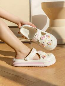 女士 Sanrio 人物镂空木屐风格 EVA 户外木屐：Kuromi、Jewelpet、Melody - 白色 - 查看 9