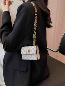 Bolso cruzado tipo mini de patrón geométrico de moda para mujer - Blanco - Ver 2