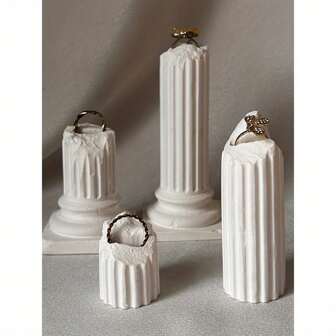 1pc Creative European-Style Retro Gypsum Weathering Fracture Roman Pillar Ring Display Stand Receiving To Window Display Prop Seat To Add Interest To Life, Jewelry Towers Travel Wedding Travel Essentials Holiday Essentials Summer For Women Storage Organizer Gift