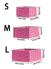1/3 giỏ đựng đồ dệt, hộp đựng đồ để bàn đựng đồ trang điểm, chìa khóa, đồ ăn nhẹ, đồ trang trí nhà cửa, phòng khách, phòng ngủ, văn phòng, thủ công, tùy chọn kích thước S/M/L - Hồng hồng - Xem 4