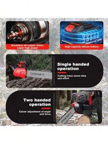 Electric Chainsaw, 12-Inch Cordless Chainsaw With Brushless Motor And 2 12800mah Batteries For Wood Cutting, Tree Trimming, Gardening, Yard And Garden Tools