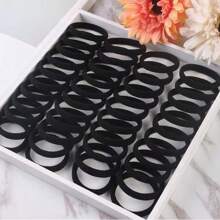 200/50pcs Ladies All-Match Black High Elasticity No Damage Hair Ties, Fashion Versatile Elegant Minimalist Hair Scrunchies Suitable For Daily Casual, Party, Commute, Vacation, Washing, Makeup, Hairstyles, Outfit Accessory