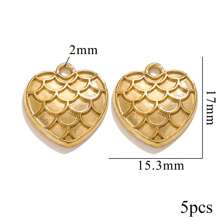 5PCS Stainless Steel Fashion Simple Rose Heart Pendant DIY Necklace Earrings Bracelet Jewelry Making Supplies Suitable For Women Gift