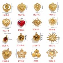 5PCS Stainless Steel Fashion Simple Rose Heart Pendant DIY Necklace Earrings Bracelet Jewelry Making Supplies Suitable For Women Gift