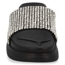 Zapato Sandalia De Piso Para Mujer Con Detalle De Brillos Elegante En Material Sintético - Negro - Ver 4