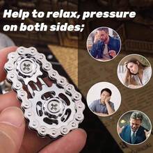 1 件不锈钢齿轮链，创意轮设计，成人减压手指玩具，精密机械旋转器，烦躁玩具，有助于集中注意力和放松，办公室玩具 | 精致的设计 | 耐用的手指陀螺，手指陀螺玩具 - 彩色 - 查看 6