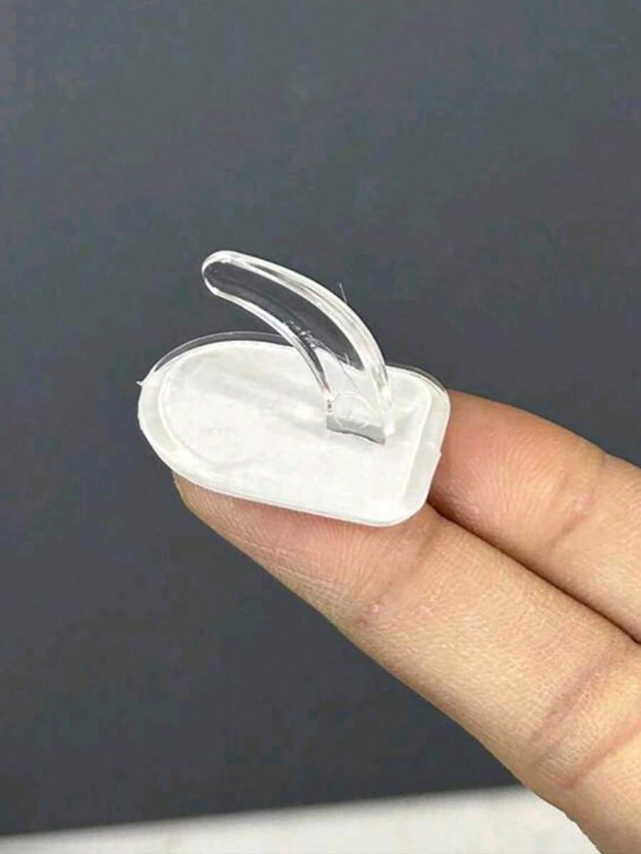 10/20/30pcs Acrylic Transparent Adhesive Hooks, Strong Plastic Wall Hangers, Bathroom No-Drill Mini Bull Horn-Shaped Hooks - Clear - View 1