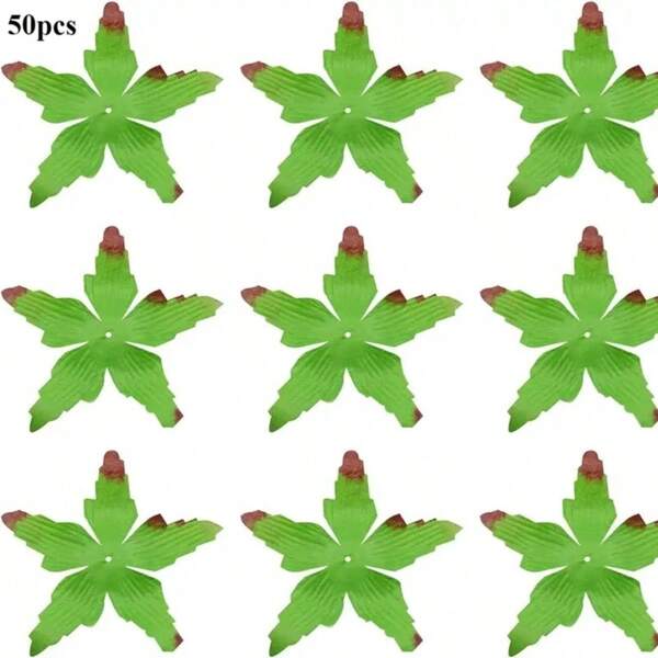 50 piezas/100 piezas Materiales de ramo de flores artificiales verdes, manualidades DIY, regalo de San Valentín, ramo de boda, decoración central, guirnalda de rosas, decoración de mesa, regalos de cumpleaños, graduación, plantas falsas