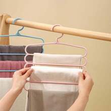 Set de 3 piezas/1 pieza Perchero colgante de plástico de 5 niveles, esencial para dormitorios, perchero para faldas/pantalones/bufandas/corbatas, antideslizante, ahorro de espacio para almacenamiento en el armario