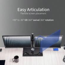 Freestanding Dual Monitor Stand With Sleek Glass Base And Adjustable Arms Mounts 2 Screens Up To 32 Inch And 22 Lbs Each Black STANDV002FG - Black - View 6
