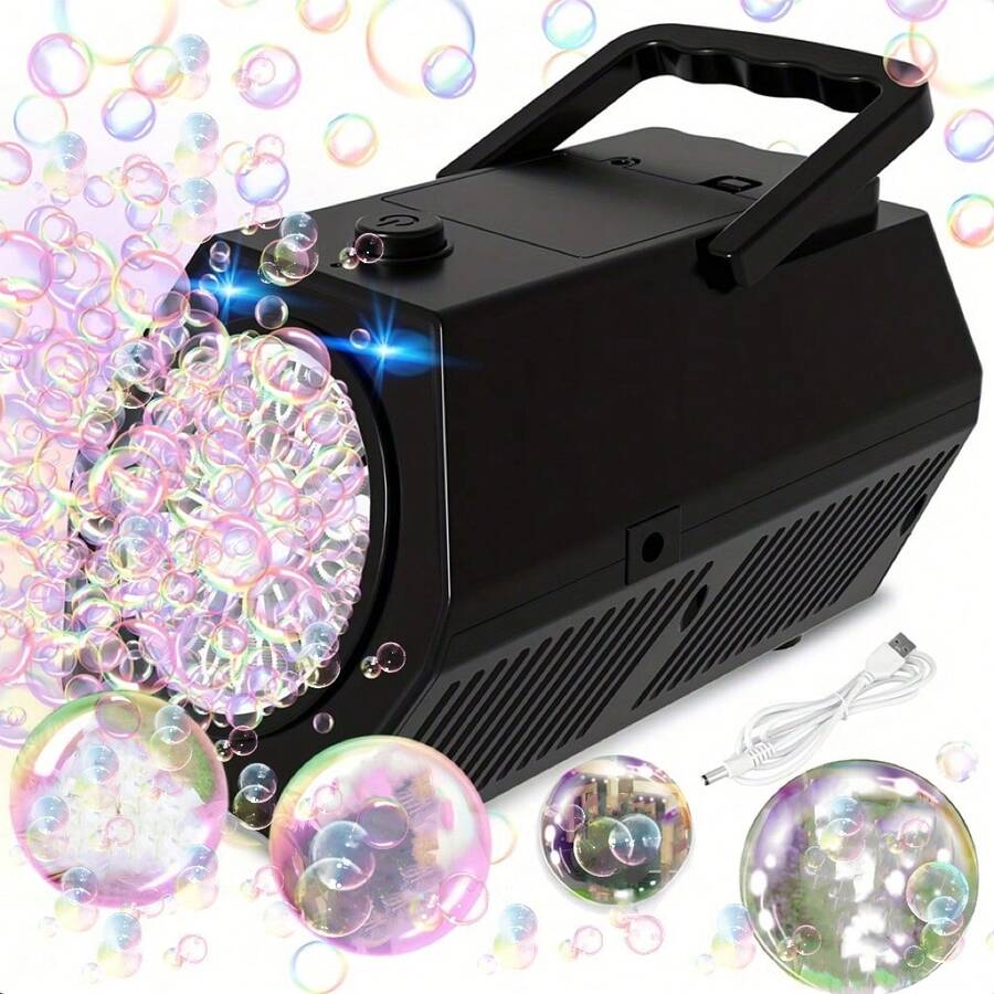 Upgraded Automatic Bubble Machine, 2-Speed Adjustable, Produces Over 20,000 Bubbles Per Minute, Portable Bubble Toy, Powered By Electricity Or Battery, Suitable For Indoor/Outdoor Play, Birthday Parties, Stage Performances, Multiple Styles Available - Multicolor - View 1