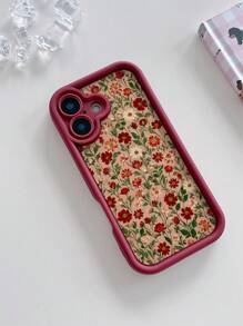 Flower 1pc Red Floral Pattern Matte Anti-Drop Phone Case Compatible With Samsung, Compatible With IPhone 16/15/14/13/12/11/XSMAX/X/XS/XR/7PLUS/8PLUS/7/8/S21/22/23/24/25