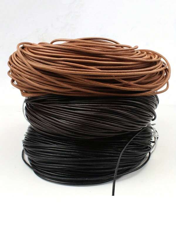 [Premium Cowhide Rope] Durable, Elastic 78.74-Inch Premium Cowhide Rope Pack - For DIY Jewelry & Crafts, Multi-Color (Black, Brown, Copper) - Perfect For Bracelets, Necklaces, Keychains & More - Includes Maintenance Oil