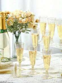 25 Stück 150ml/5oz Champagner Flöten, funkelnde Champagner Bar Becher, klare Sektgläser für Picknicks, Hochzeiten, Partys, Cocktail-Events und Outdoor-Feiern, elegant und einfach zu reinigen