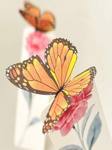 5个装创意唯美蝴蝶纸书签清新可爱学生阅读书签附留言卡文创小礼物高端镂空立体蝴蝶纸书签ins风可爱清新学生半透明文创小礼物高端感 - 彩色 - 查看 6