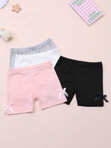 4 paia di pantaloncini e leggings da ragazza decorati con fiocchi carini, capi casual eleganti adatti per tutte le stagioni